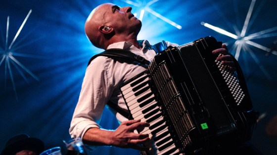 James Fearnley performing with The Pogues in 2012